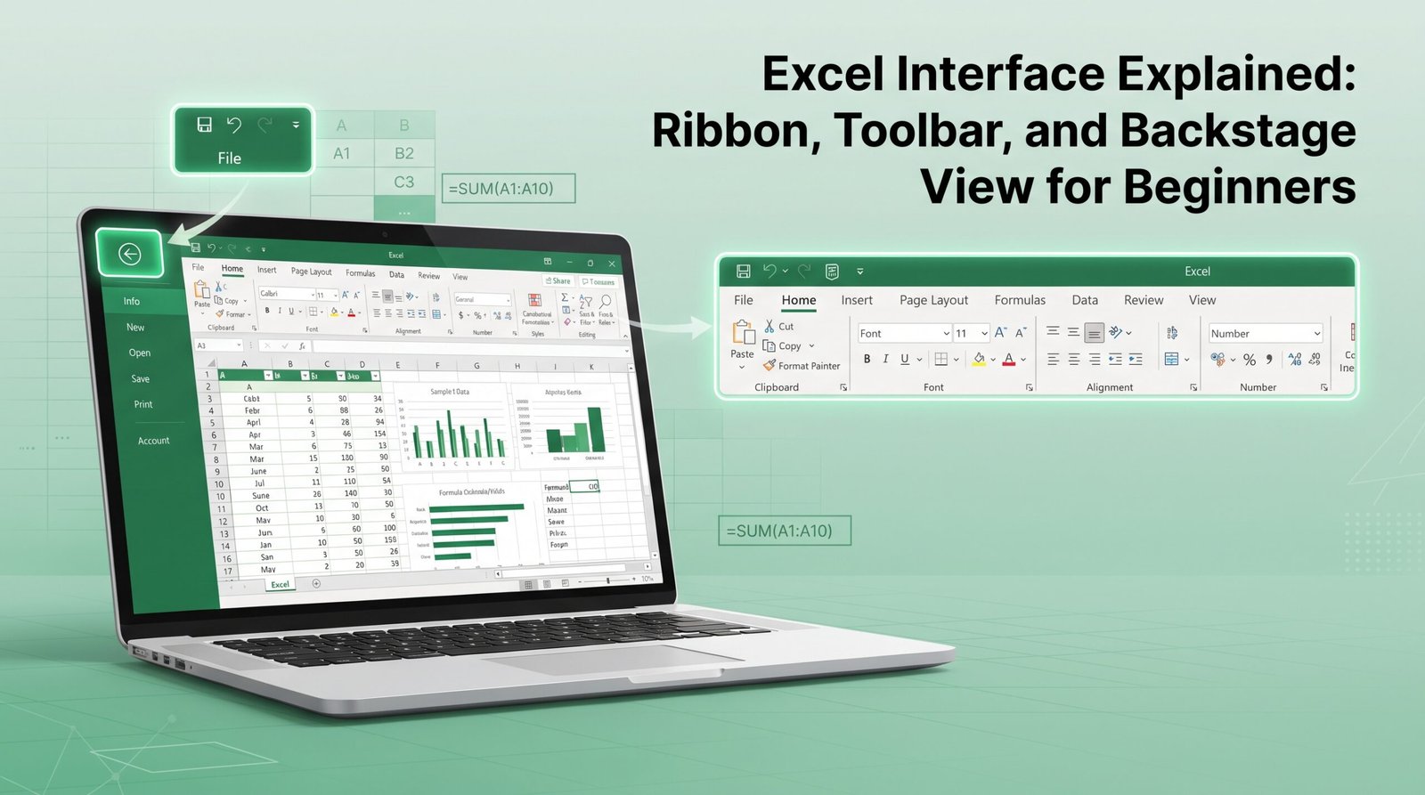 Excel Interface Explained: Ribbon, Toolbar, and Backstage View for Beginners